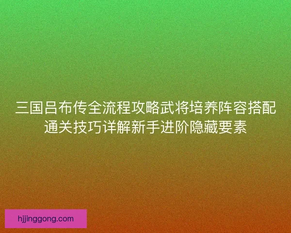 三国吕布传全流程攻略武将培养阵容搭配通关技巧详解新手进阶隐藏要素