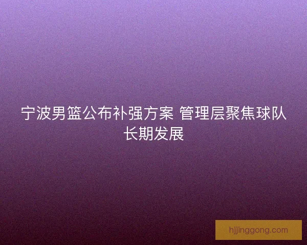宁波男篮公布补强方案 管理层聚焦球队长期发展