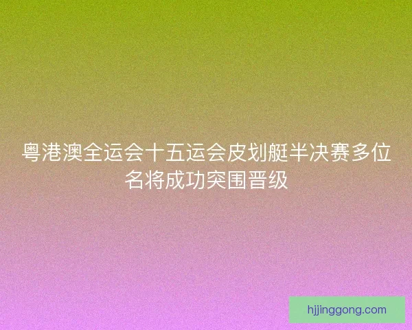粤港澳全运会十五运会皮划艇半决赛多位名将成功突围晋级