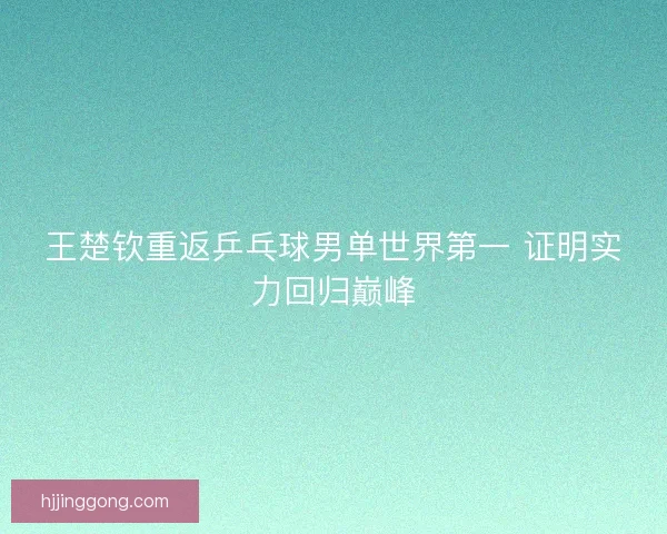 王楚钦重返乒乓球男单世界第一 证明实力回归巅峰